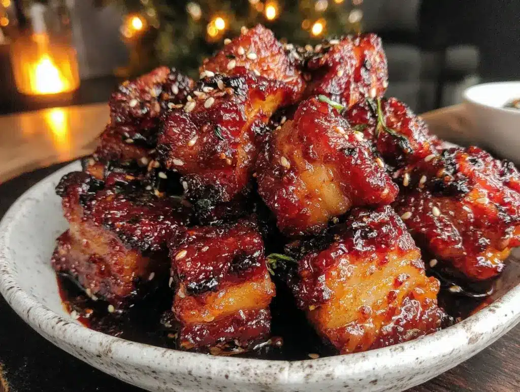 crispy gochujang glazed pork belly bites - featured image