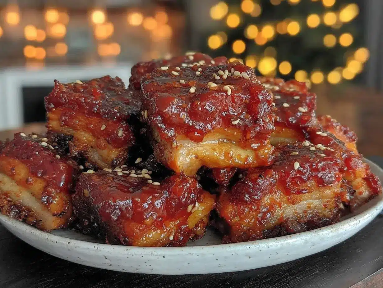 crispy gochujang glazed pork belly bites preparation steps