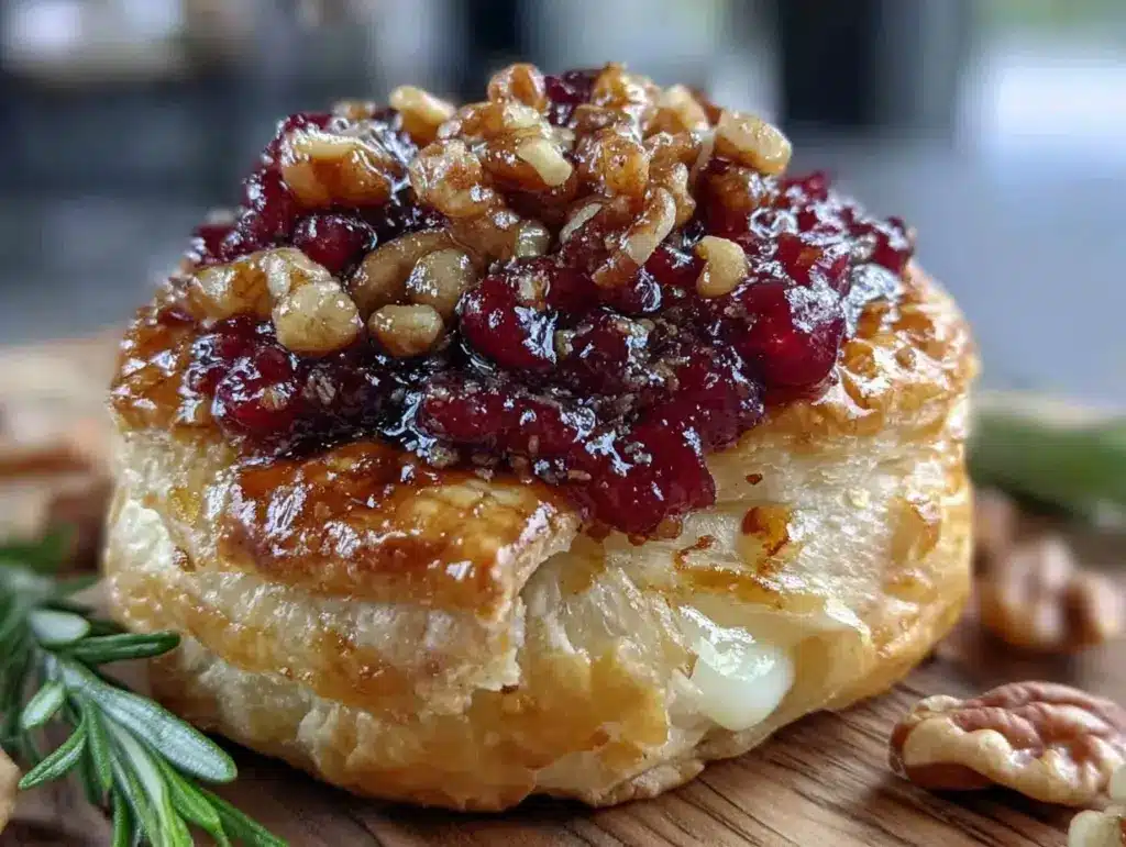 crispy puff pastry wrapped brie - featured image