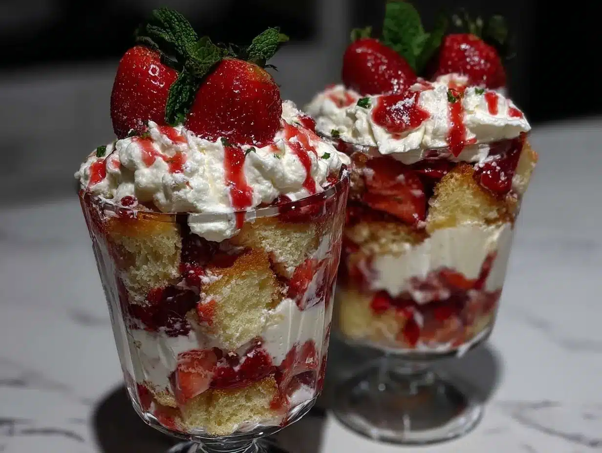 Easy Creamy Strawberry Shortcake Trifle preparation steps