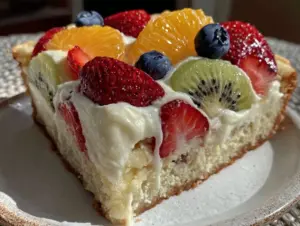 easy creamy sugar cookie fruit pizza - featured image