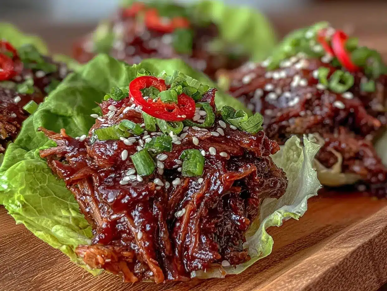 Easy Crockpot Korean BBQ Beef Lettuce Wraps preparation steps