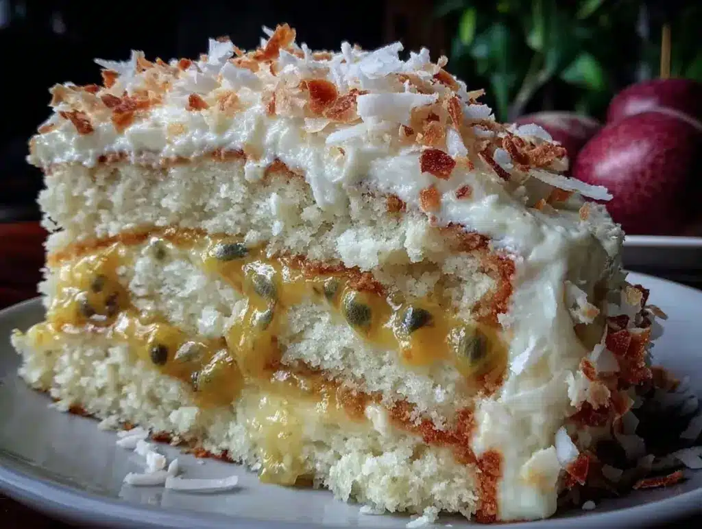 fluffy coconut layer cake - featured image