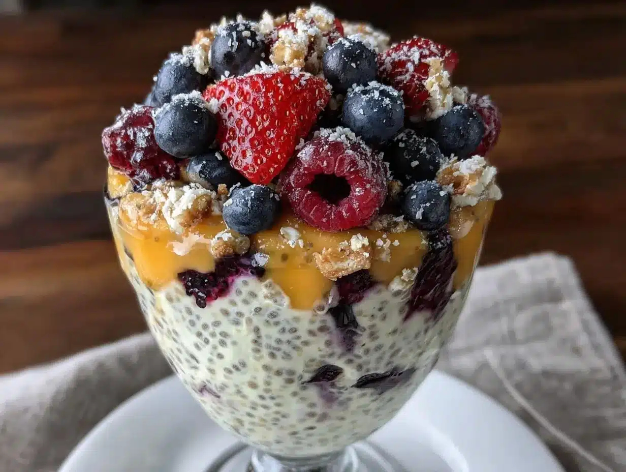 fresh chia pudding parfait preparation steps
