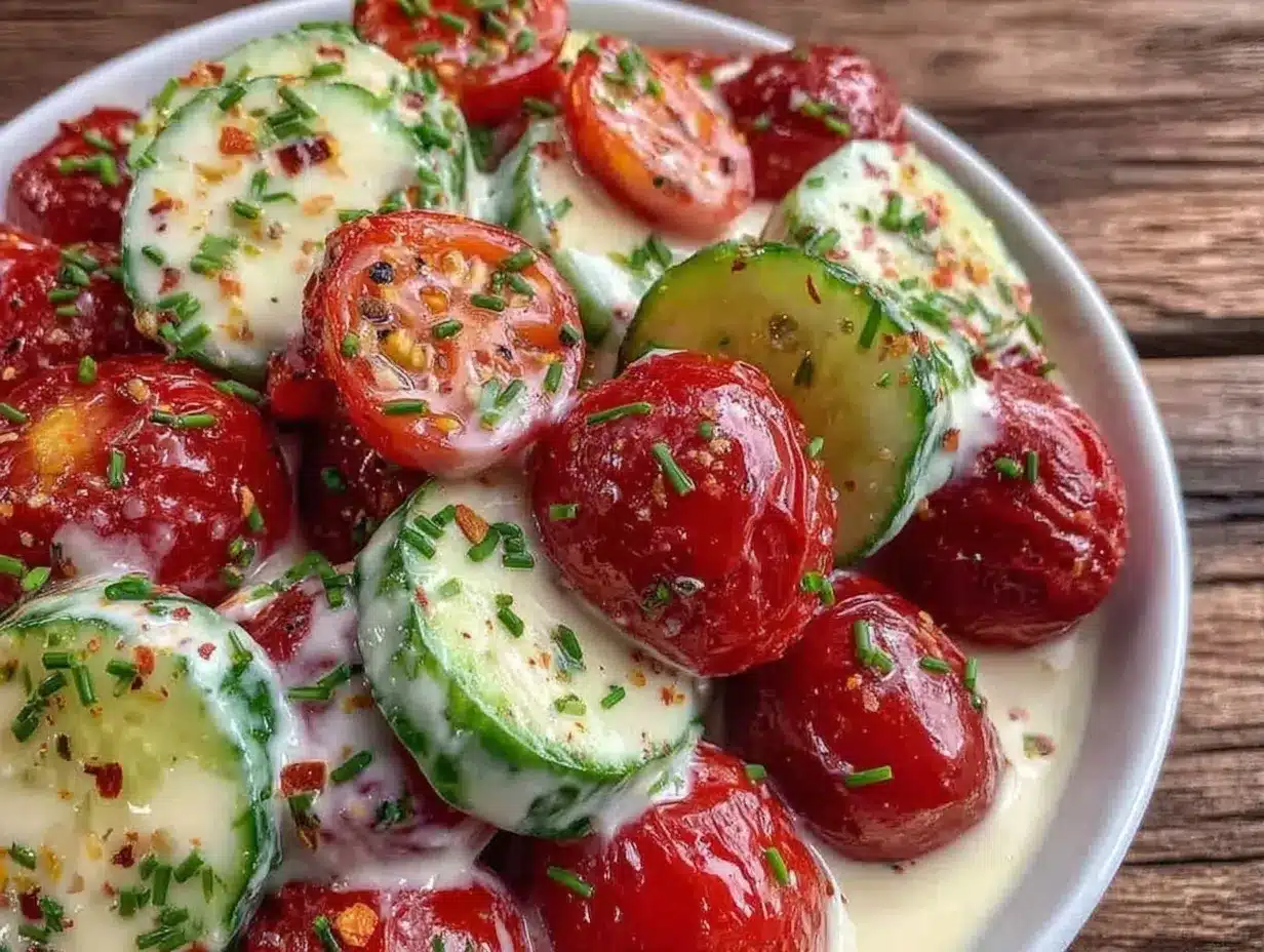 fresh creamy ranch cucumber tomato salad preparation steps