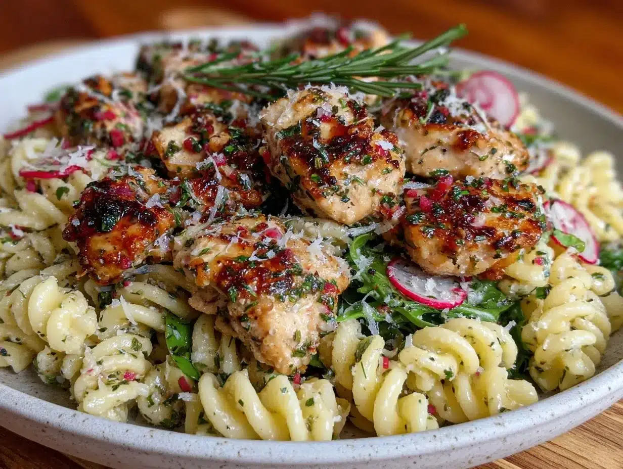 fresh lemon herb chicken pasta salad preparation steps