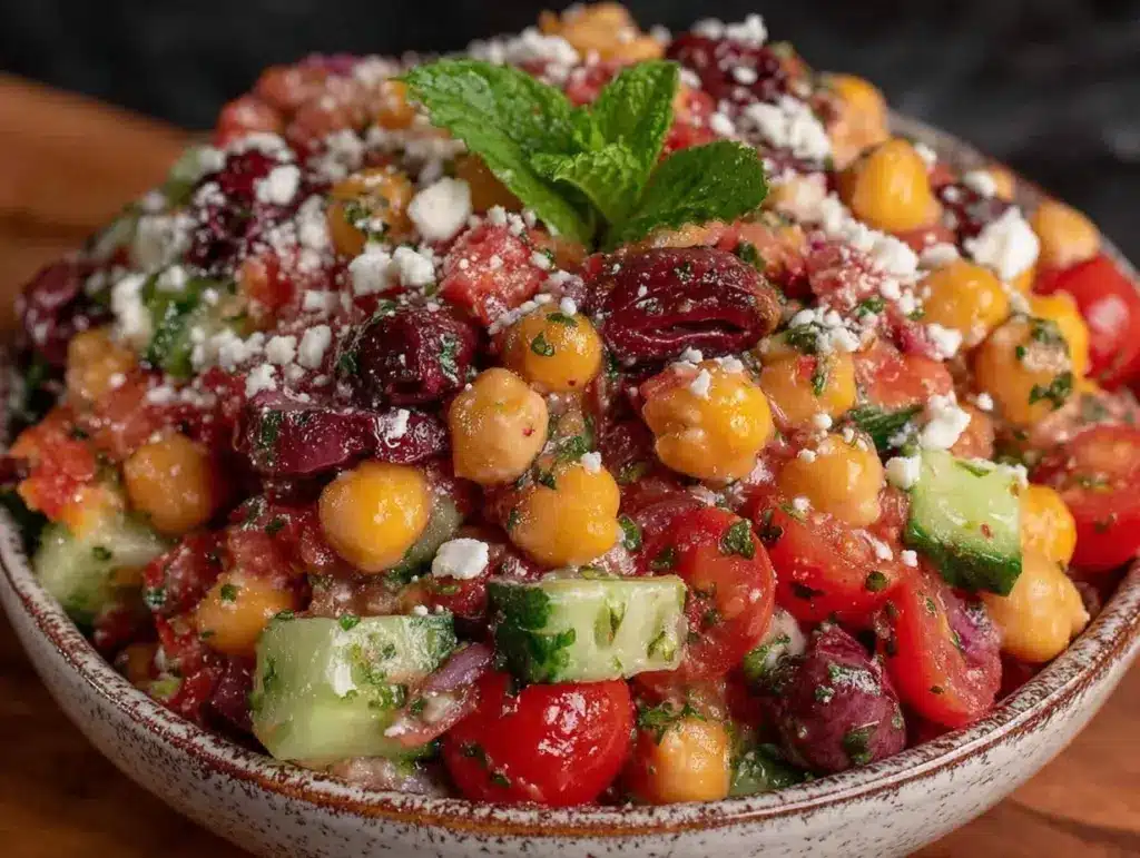 fresh mediterranean chickpea salad - featured image