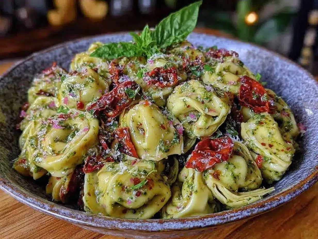 fresh pesto tortellini salad preparation steps