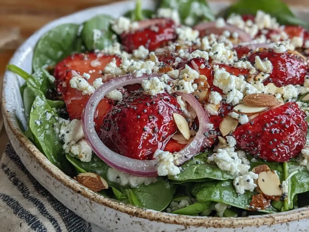 fresh strawberry spinach salad - featured image
