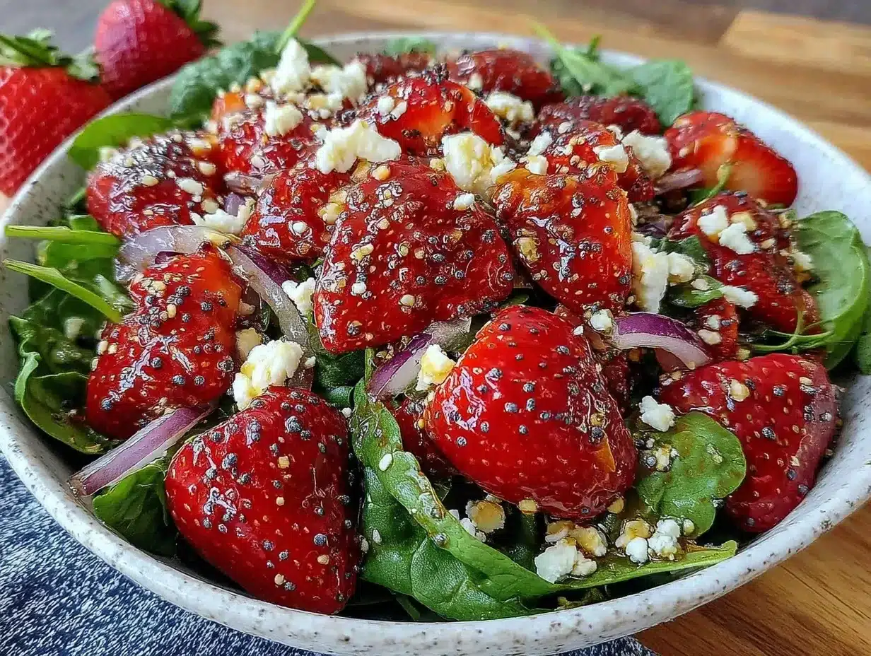 fresh strawberry spinach salad preparation steps