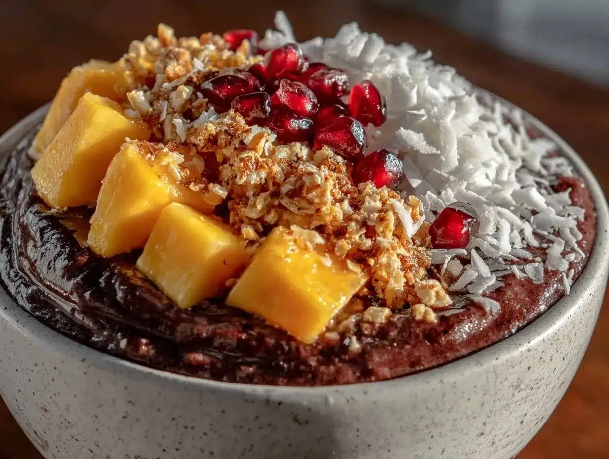 fresh tropical açaí bowl preparation steps