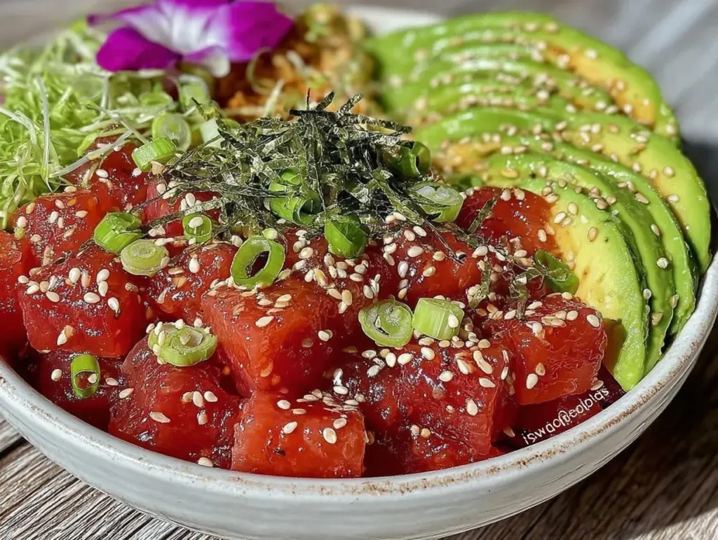 fresh watermelon poke bowl - featured image