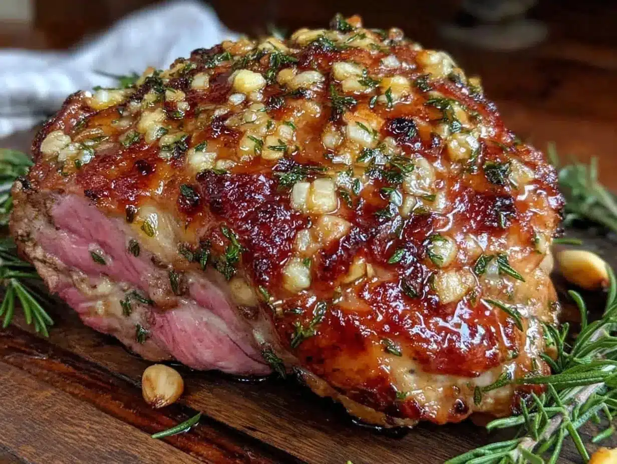 garlic herb butter roasted leg of lamb preparation steps