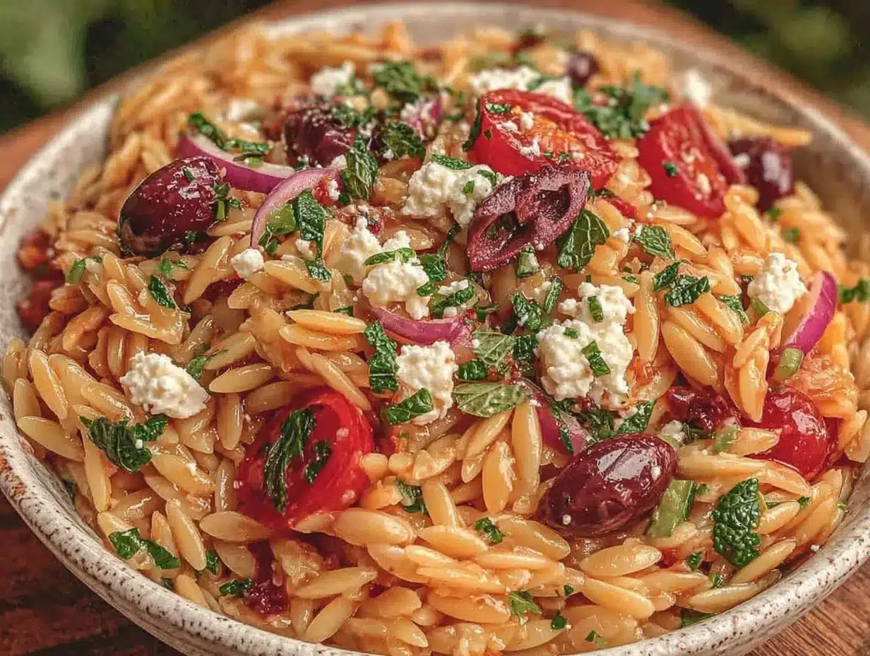 Greek Orzo Pasta Salad preparation steps