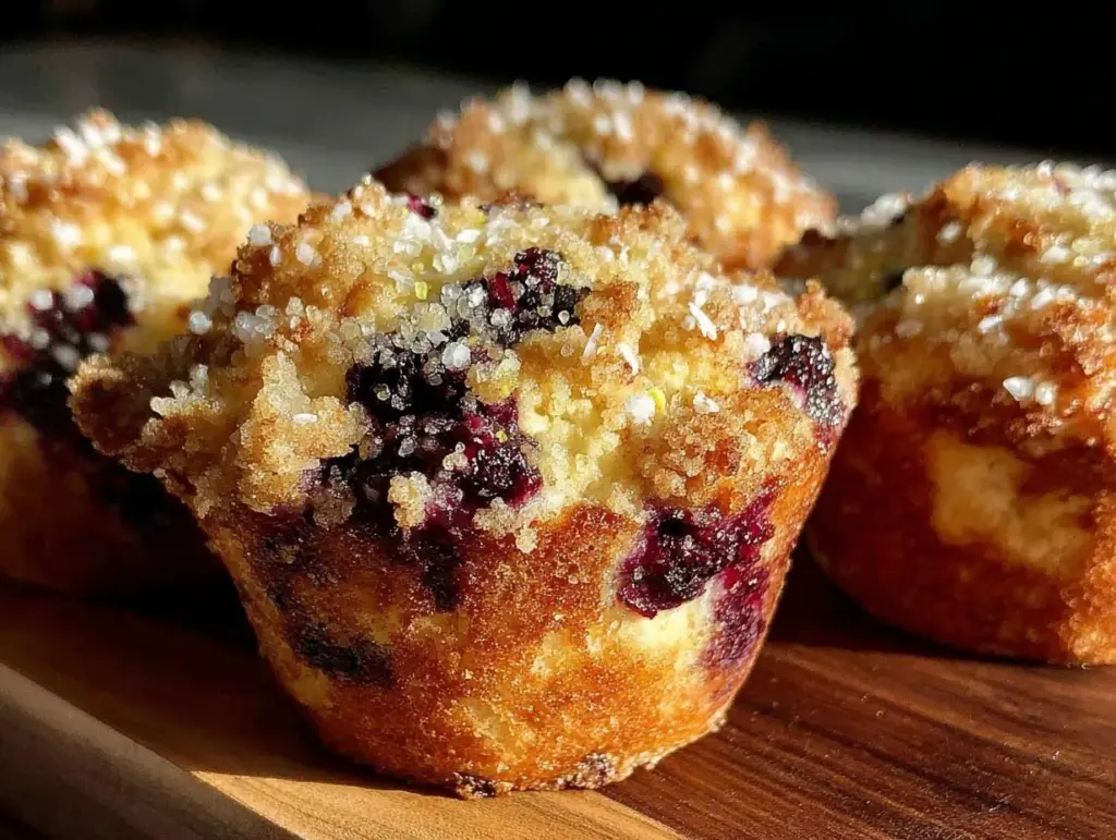 lemon blueberry crumble muffins - featured image