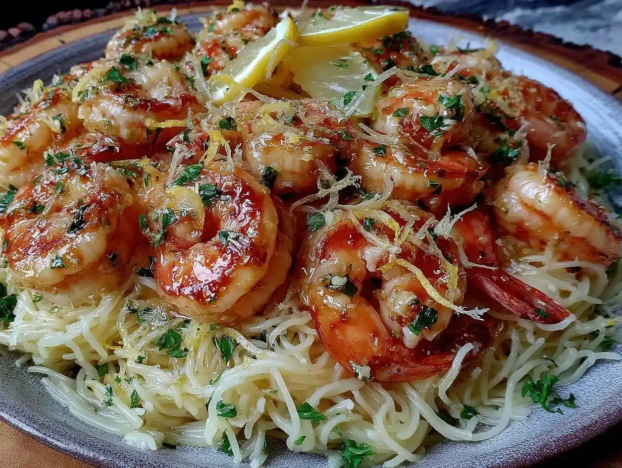 lemon butter garlic shrimp angel hair pasta preparation steps