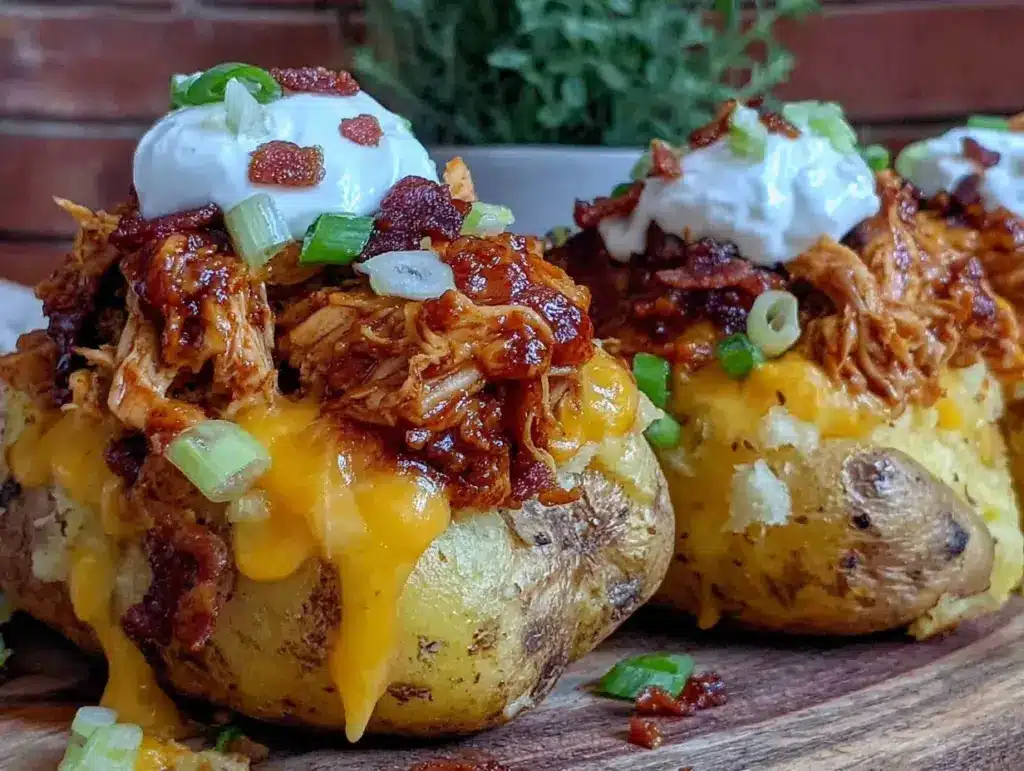 loaded bbq chicken baked potato bar - featured image