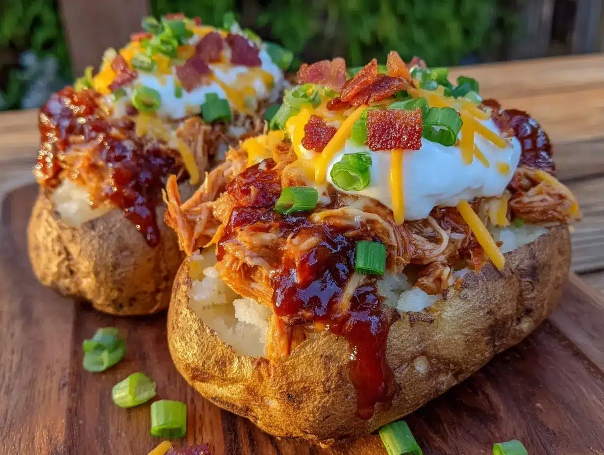 loaded bbq chicken baked potato bar preparation steps