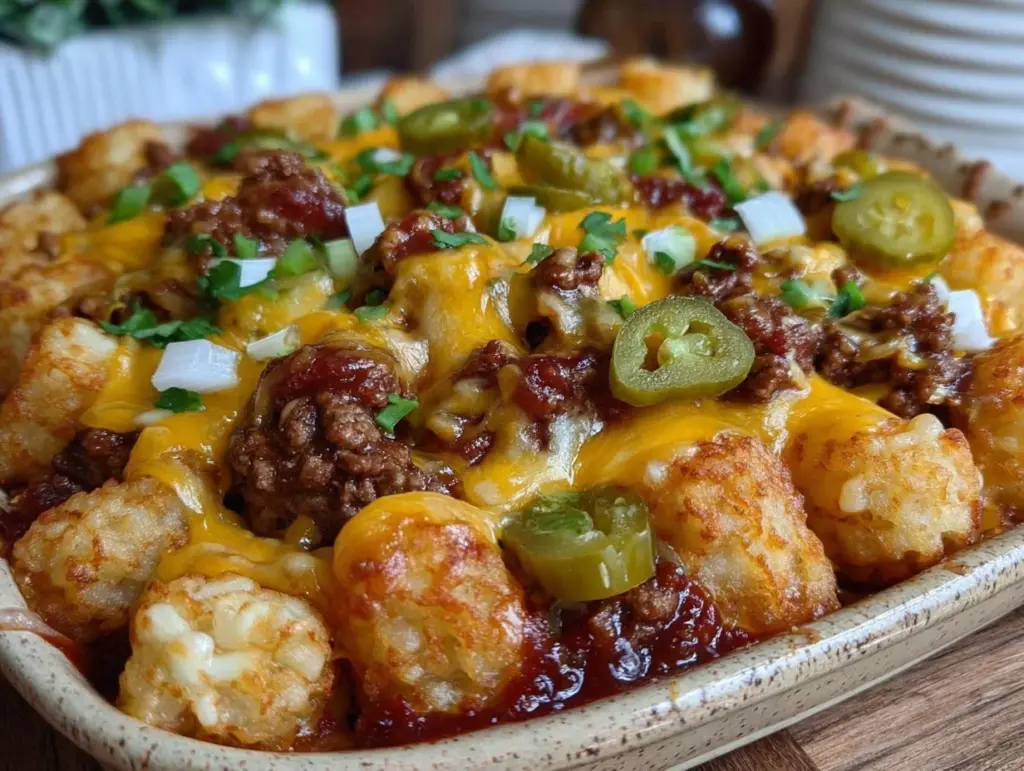 loaded cheeseburger tater tot casserole - featured image