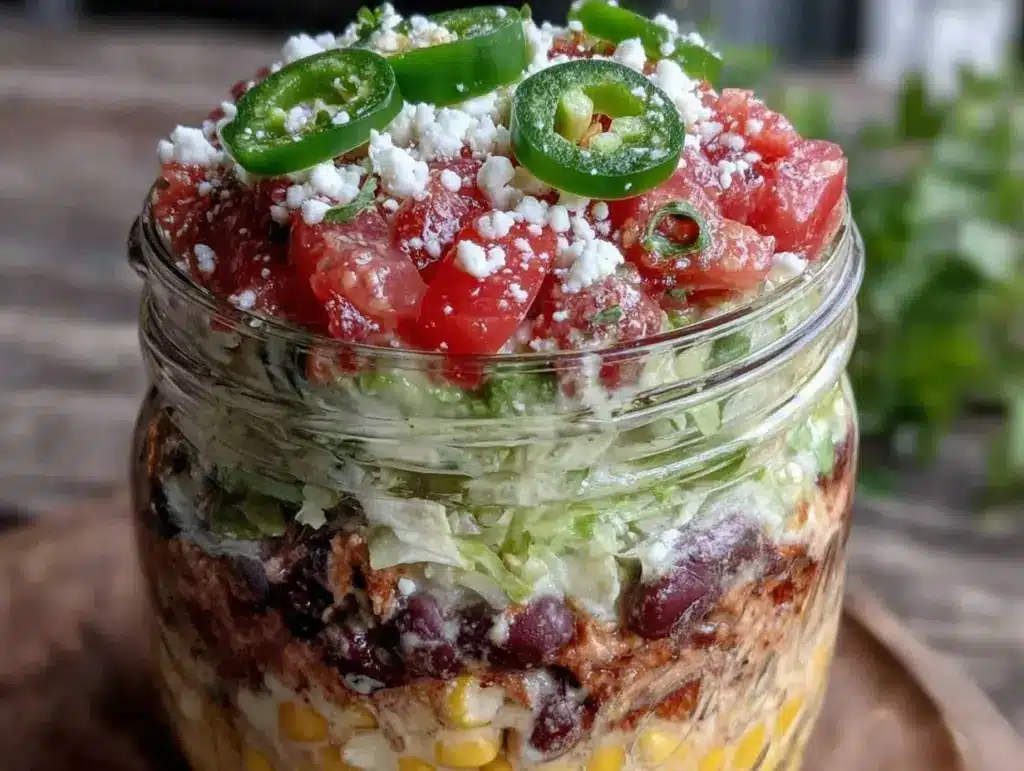 mason jar layered taco salad - featured image