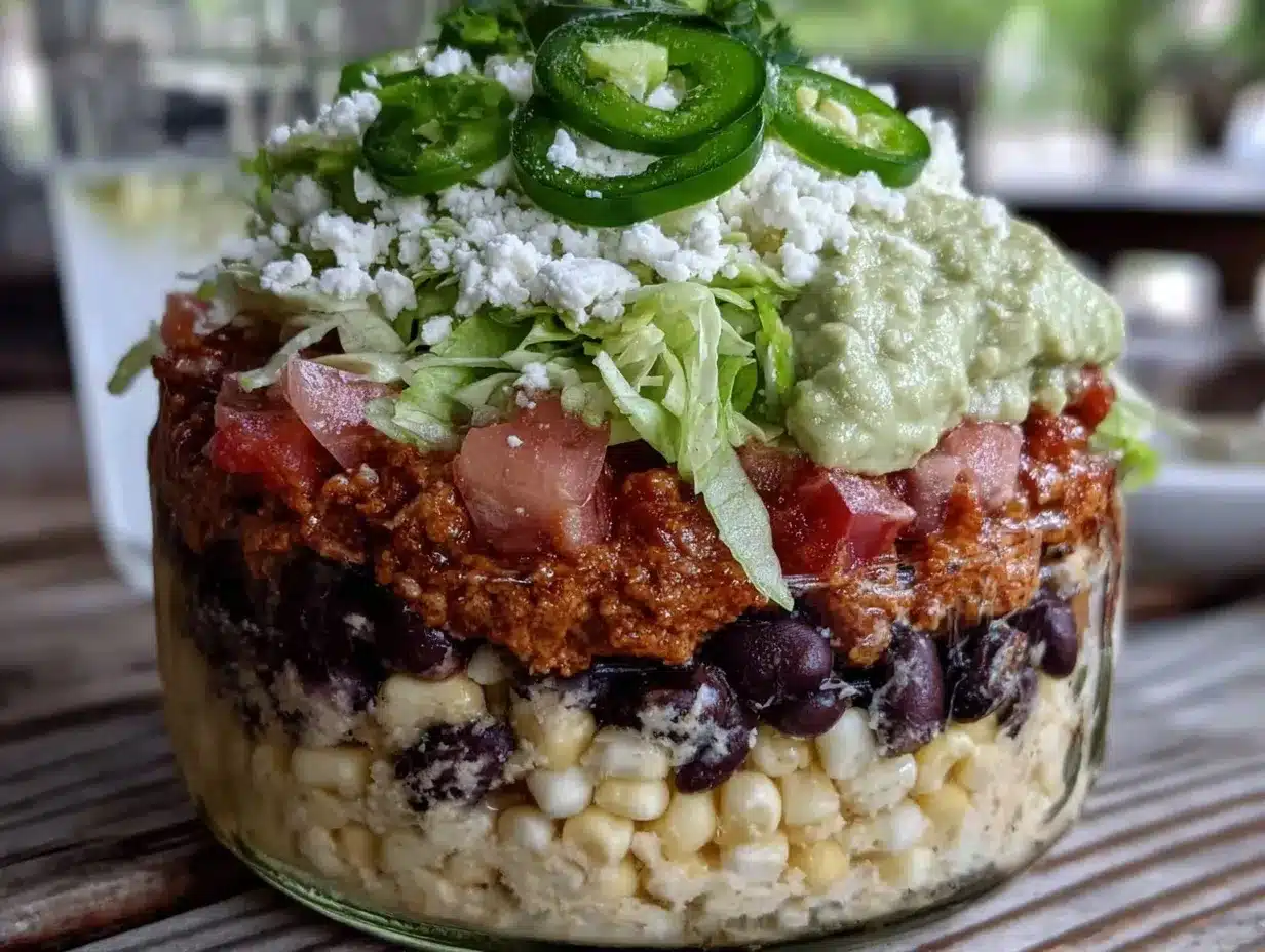 mason jar layered taco salad preparation steps