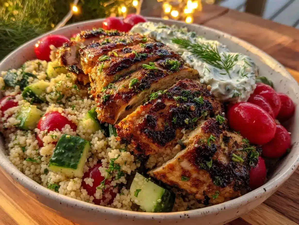 Mediterranean grilled chicken bowls preparation steps