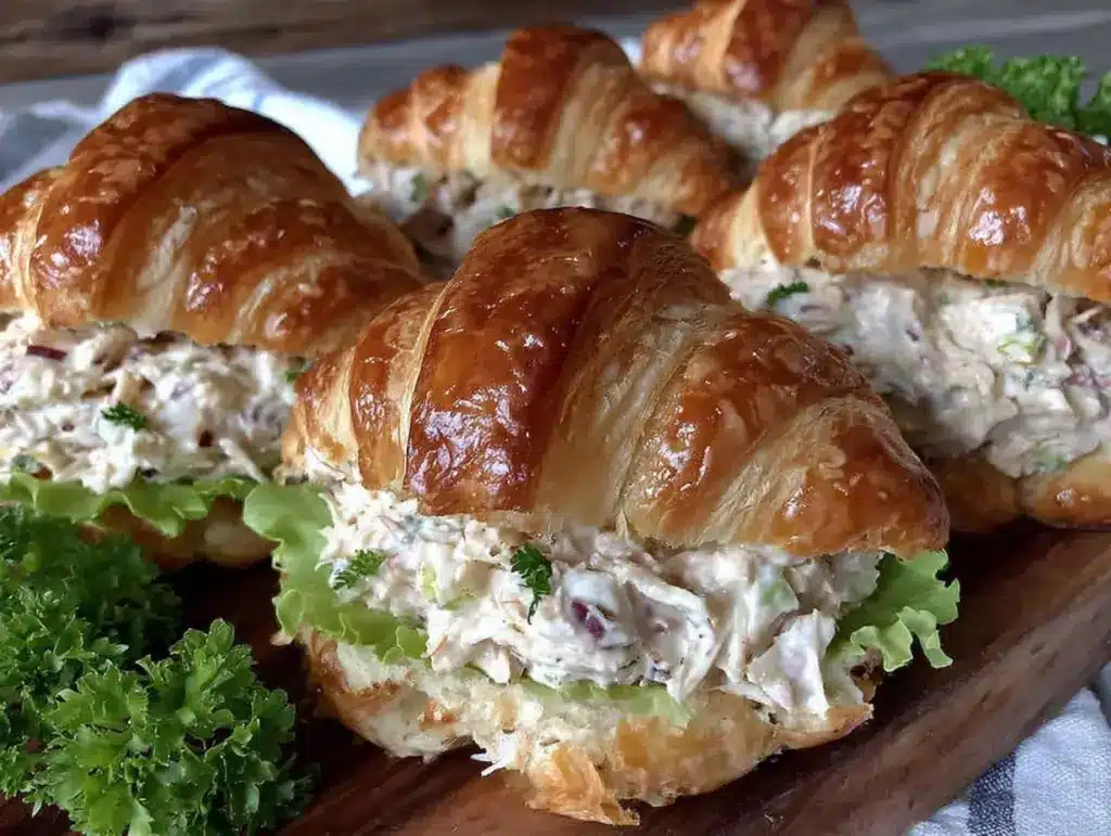mini chicken salad croissant sandwiches - featured image
