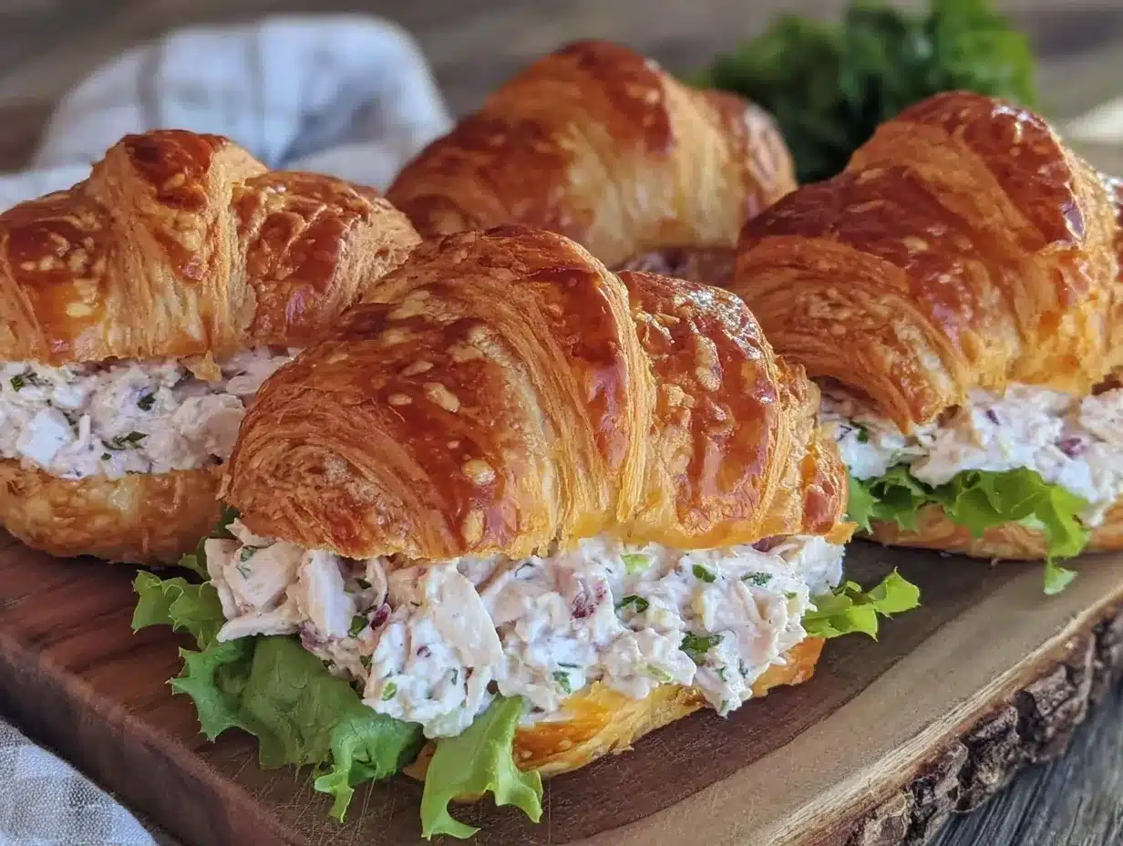 mini chicken salad croissant sandwiches preparation steps