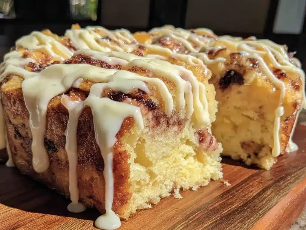 moist cinnamon roll poke cake - featured image