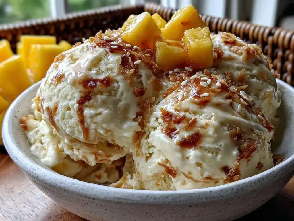 no-churn mango sticky rice ice cream - featured image