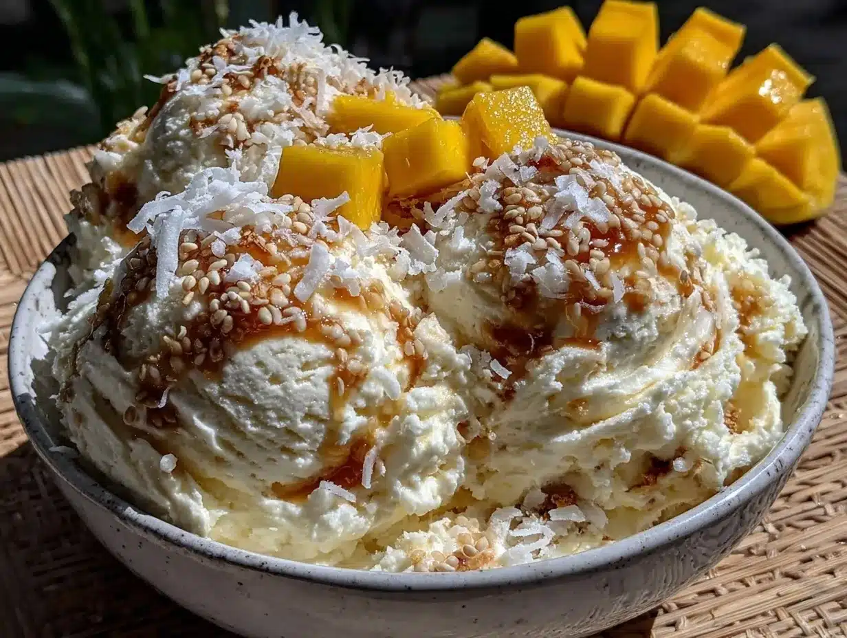 no-churn mango sticky rice ice cream preparation steps