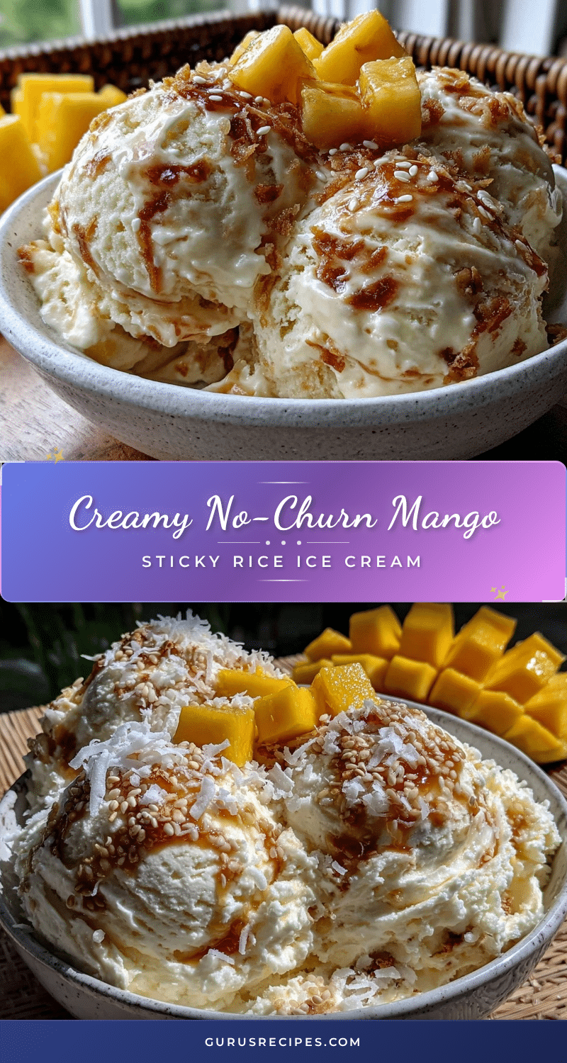 no-churn mango sticky rice ice cream recipe
