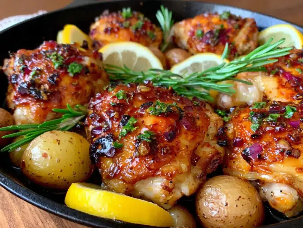 one-pan lemon herb spring chicken - featured image