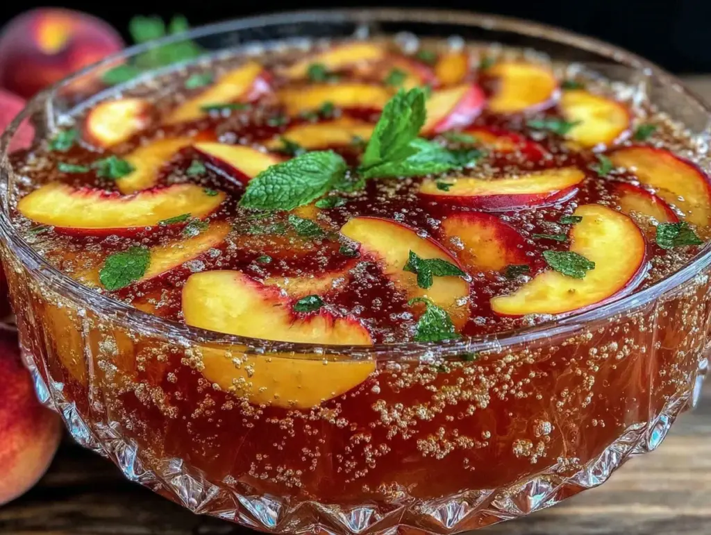 peach bellini punch bowl recipe - featured image