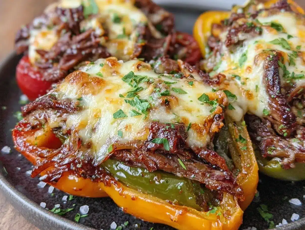 Philly cheesesteak stuffed peppers preparation steps