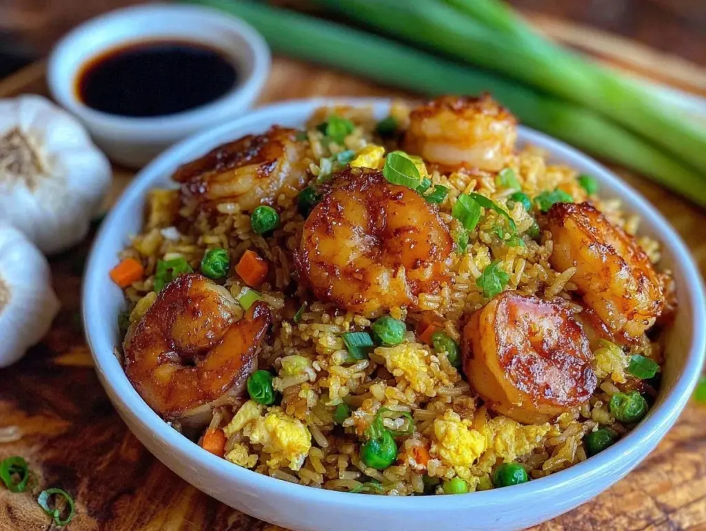 quick shrimp fried rice recipe - featured image
