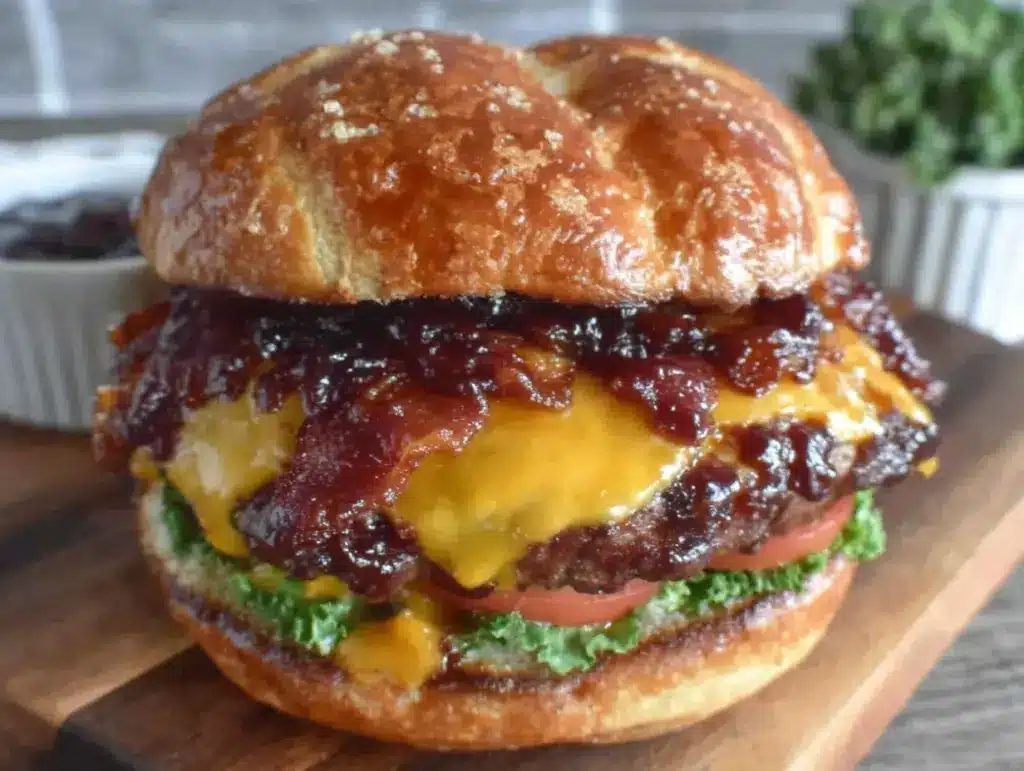 savory grilled bbq bacon cheeseburger - featured image