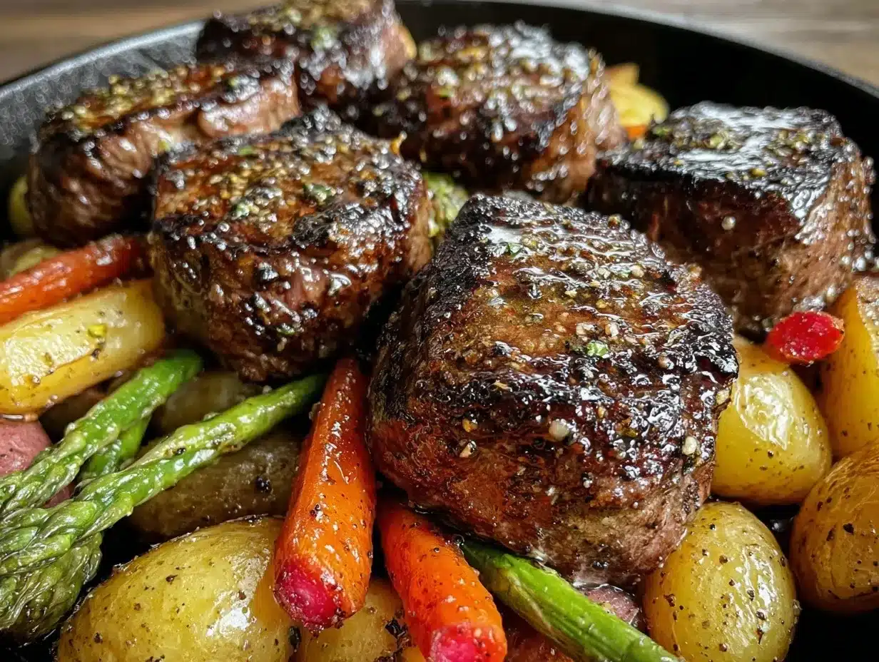 sheet pan garlic butter steak preparation steps