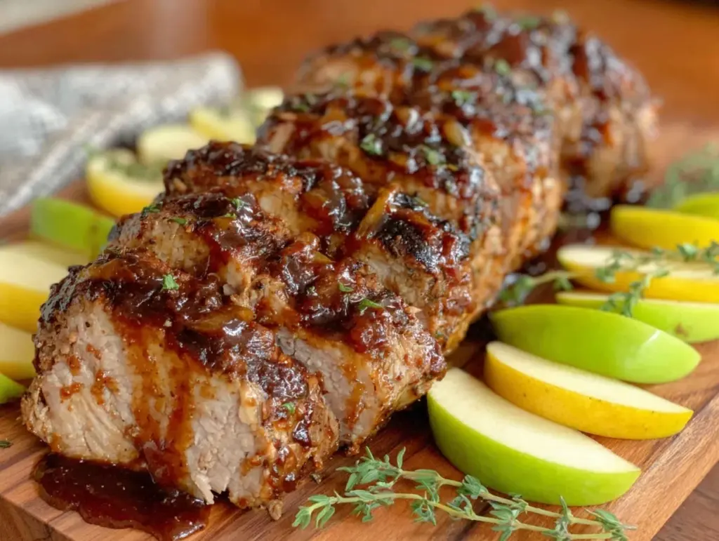 slow cooker apple butter pork tenderloin - featured image