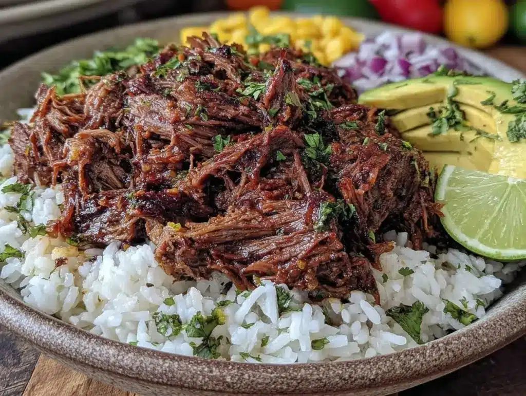 slow cooker beef barbacoa bowls - featured image