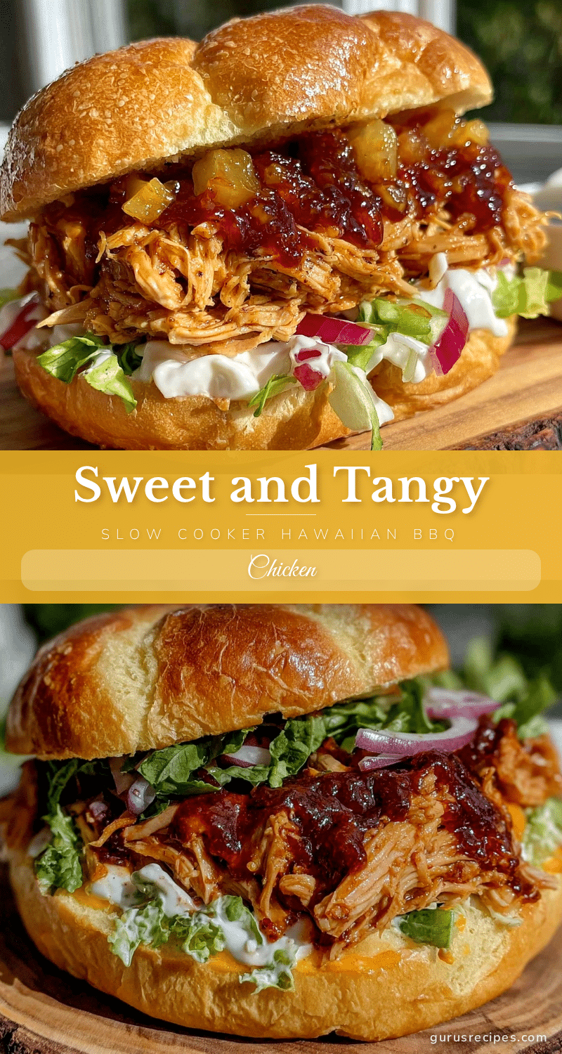 slow cooker Hawaiian BBQ chicken sandwiches recipe
