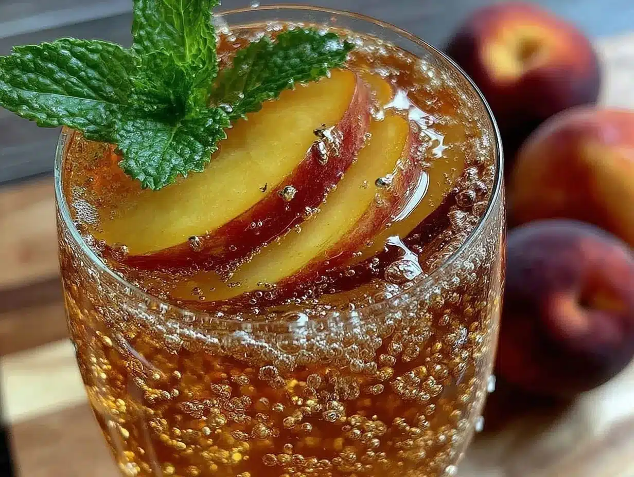 sparkling peach ginger lemonade mocktail preparation steps