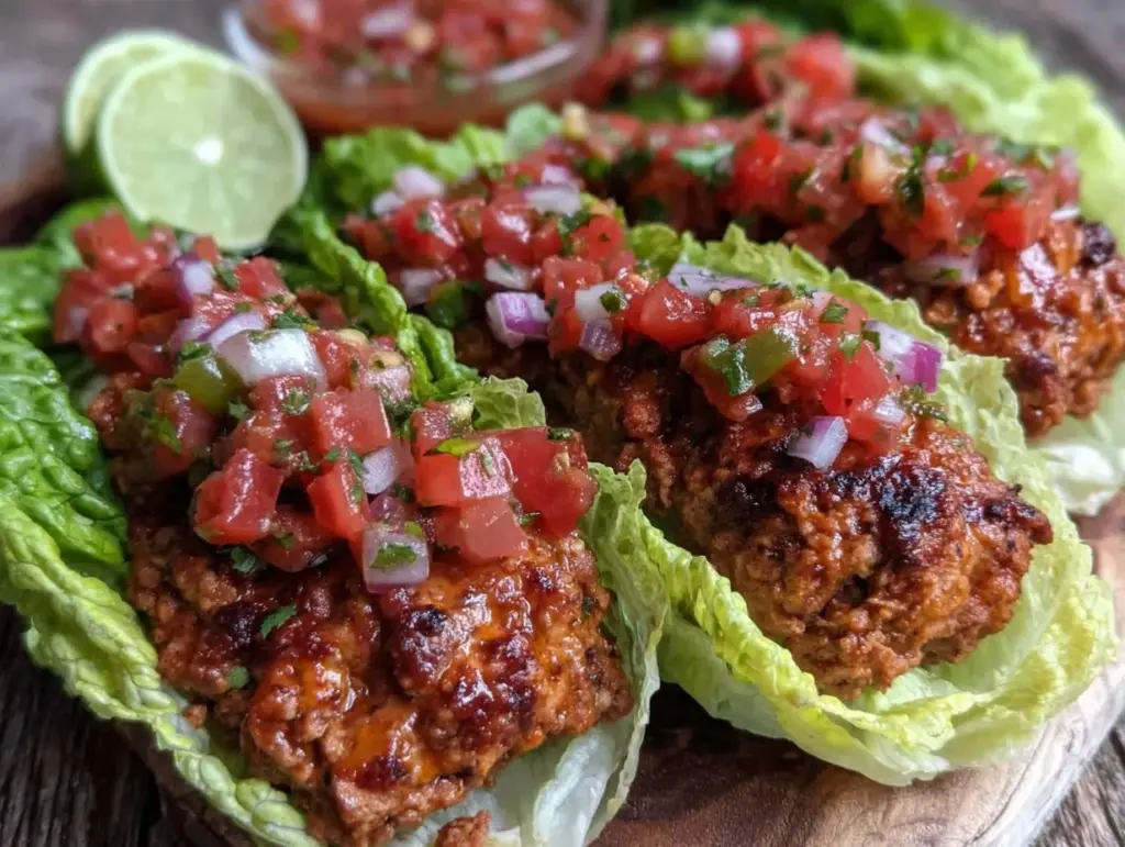 turkey taco lettuce wraps - featured image