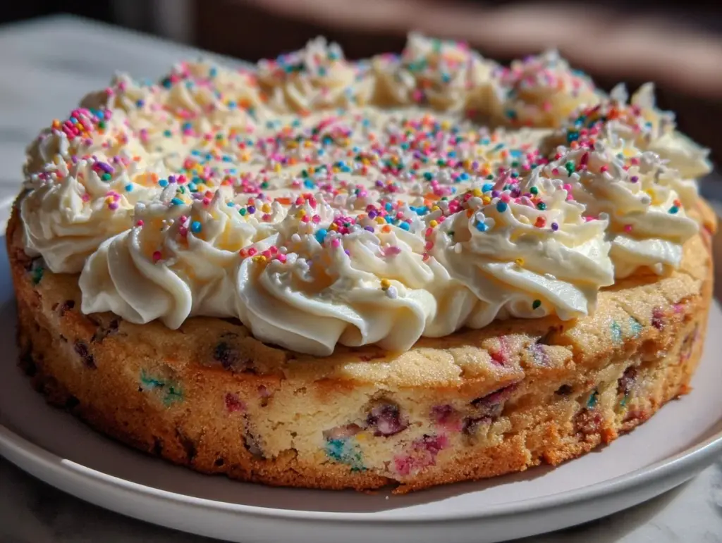 ultimate confetti cookie cake - featured image