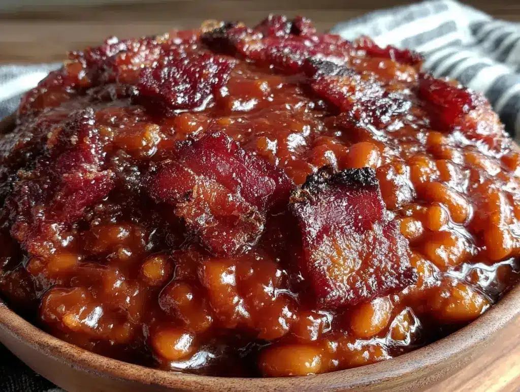 baked beans with bacon and brown sugar - featured image