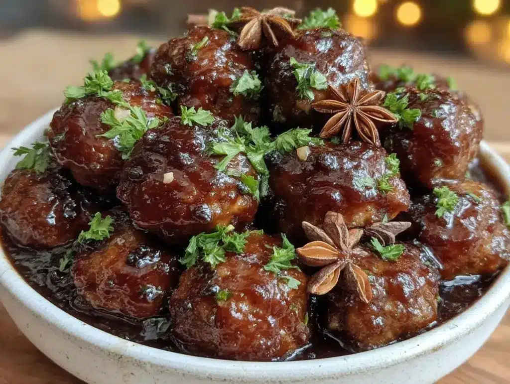 bourbon glazed meatballs - featured image