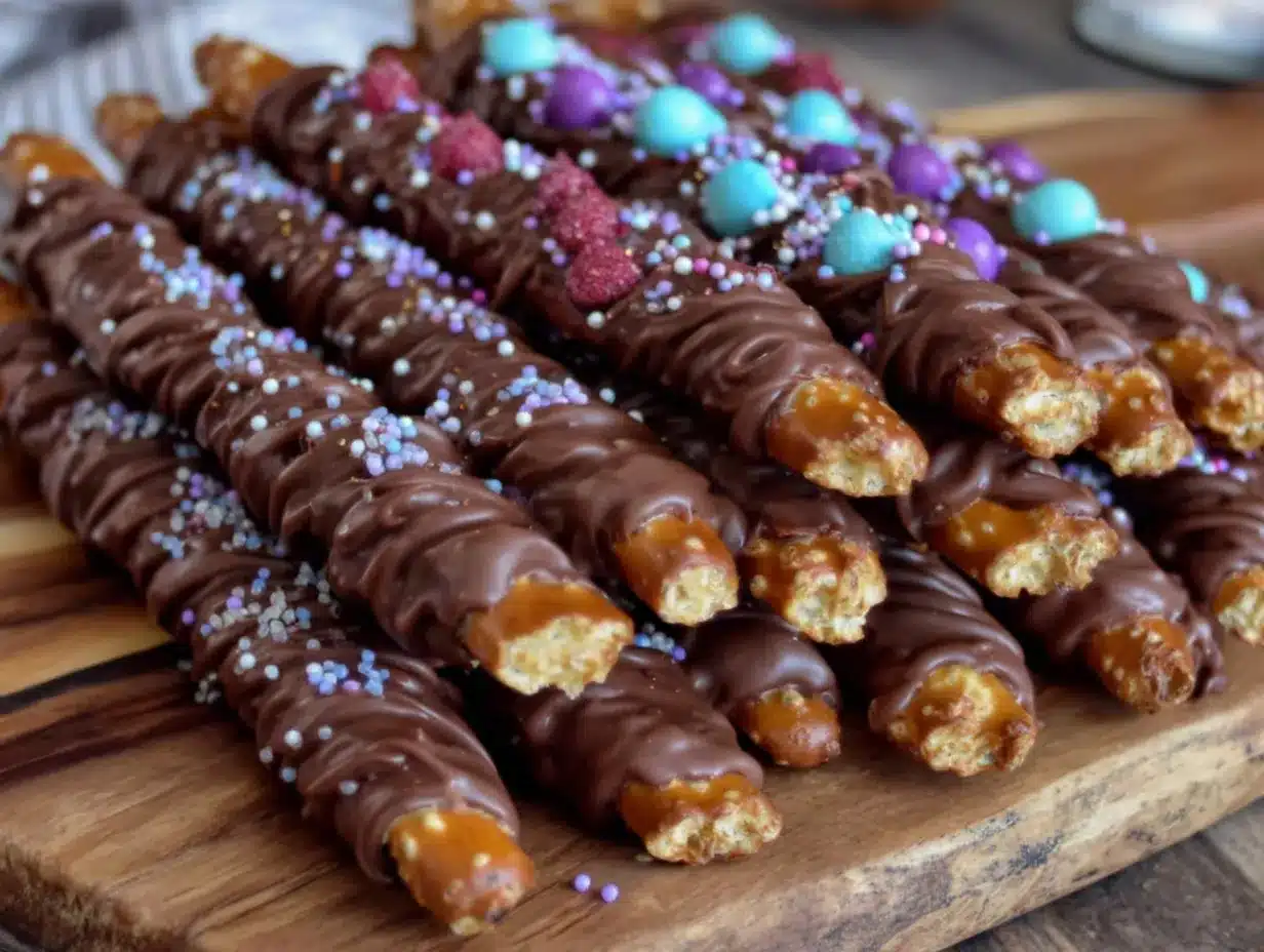 chocolate-dipped lightsaber pretzel rods preparation steps