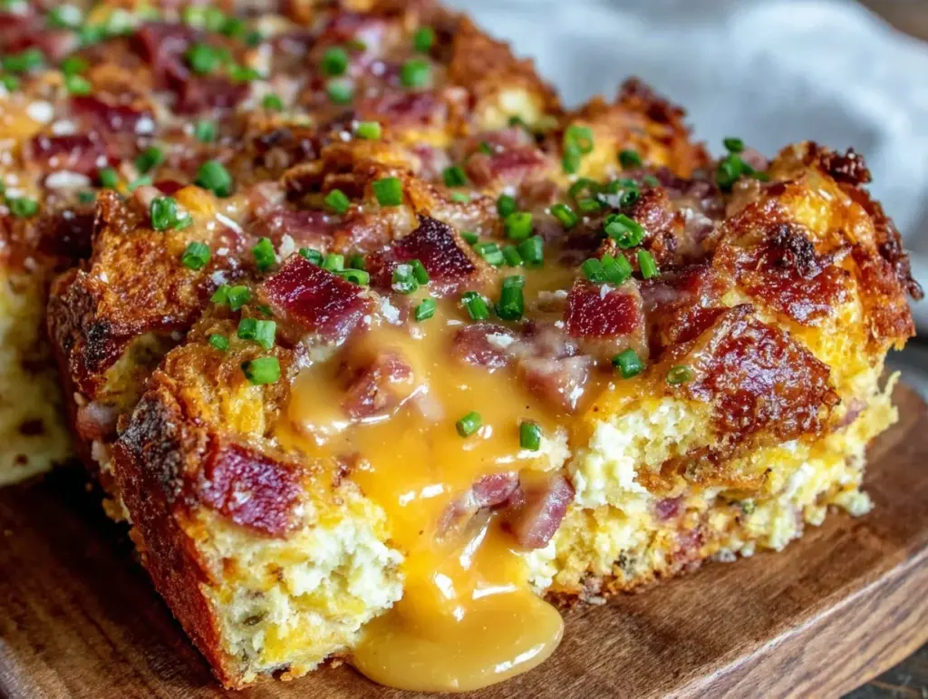 creamy eggs benedict casserole - featured image