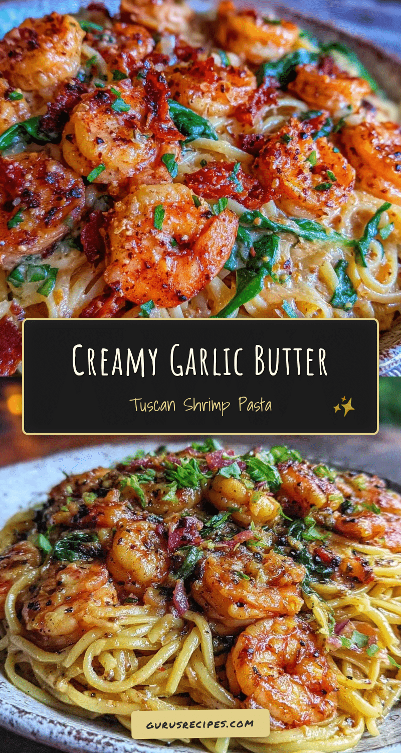 creamy garlic butter tuscan shrimp pasta recipe