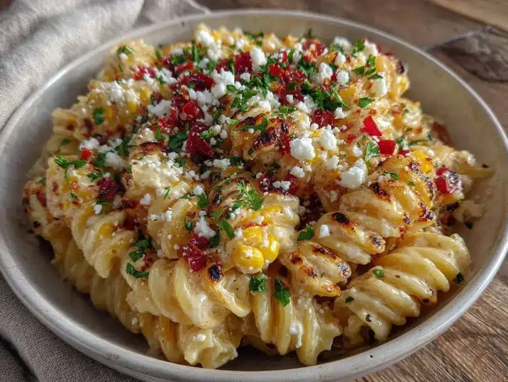creamy mexican street corn pasta salad - featured image
